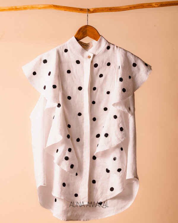 Blusa Babado Bordado Bola