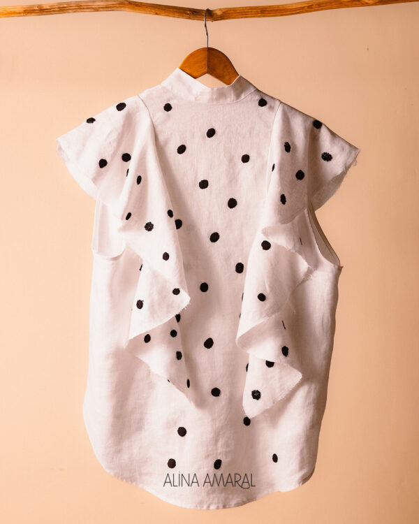 Blusa Babado Bordado Bola - Imagem 2